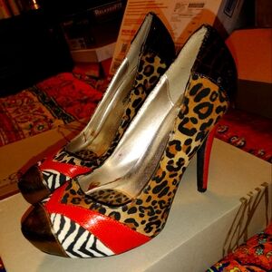 Just Fab Zebra/Leopard Print Heels